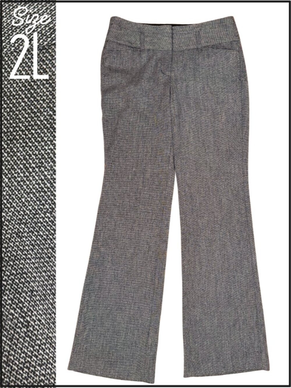2L EUC (Express) Black & White Long Editor Pants - Herringbone
